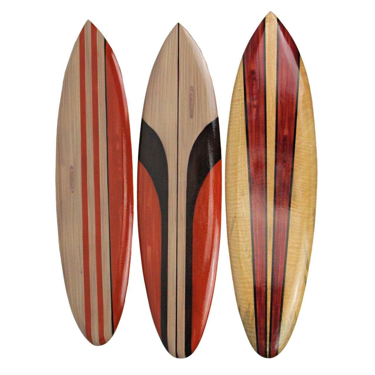 32 In Hand Carved Painted Wooden Surfboard Wall Hanging Decor Beach Art Set of 3